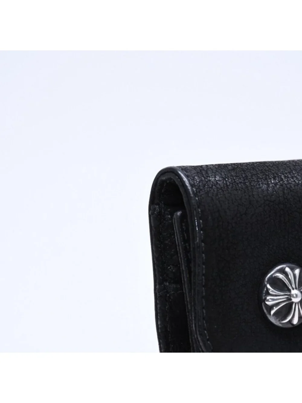 Chrome Hearts Wave Destroy Lthr Wallet Cross Button Leather 925 Sterling Silver